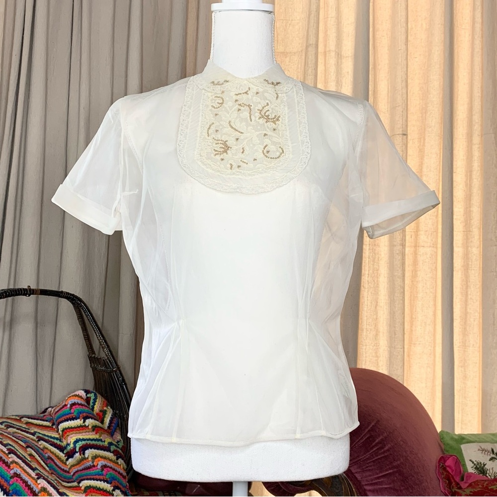 50s Sheer Chiffon Matador Blouse